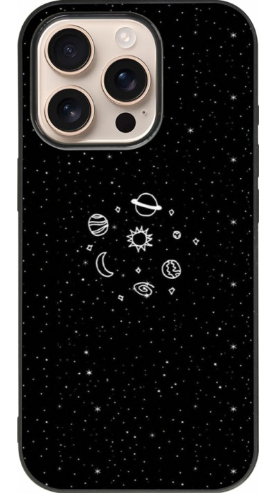 Coque iPhone 16 Pro - Silicone rigide noir Space Doodle