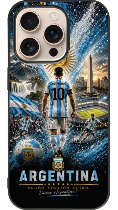iPhone 16 Pro Case Hülle - Silikon schwarz Fussball Argentinien splash 2026