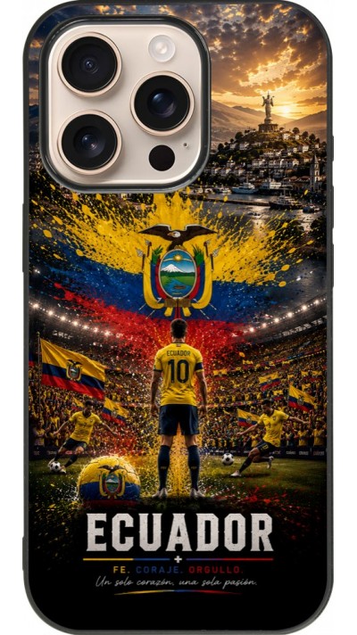 iPhone 16 Pro Case Hülle - Silikon schwarz Fussball Ecuador splash 2026