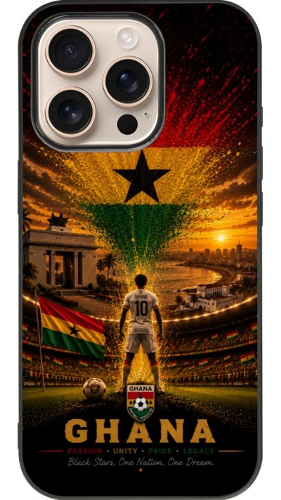 iPhone 16 Pro Case Hülle - Silikon schwarz Fussball Ghana splash 2026