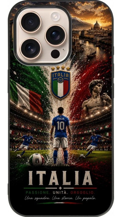 iPhone 16 Pro Case Hülle - Silikon schwarz Fussball Italien splash 2026