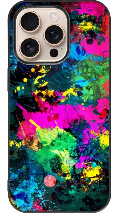 Coque iPhone 16 Pro - Silicone rigide noir Splash paint