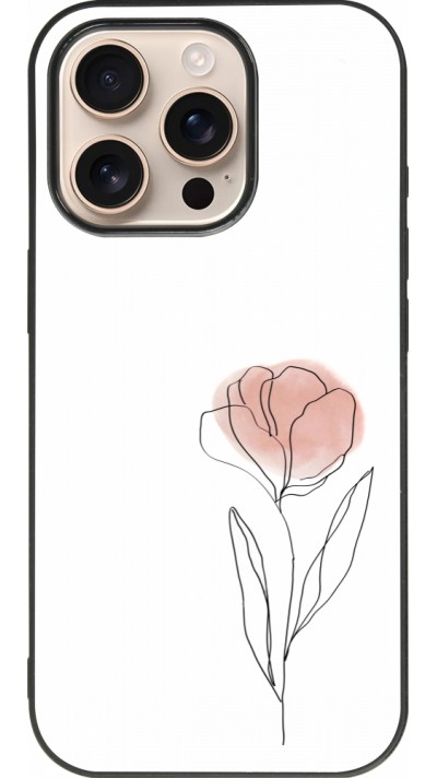 iPhone 16 Pro Case Hülle - Silikon schwarz Spring 23 minimalist flower