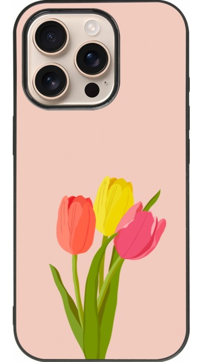iPhone 16 Pro Case Hülle - Silikon schwarz Spring 23 tulip trio