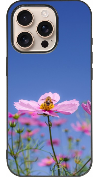 Coque iPhone 16 Pro - Silicone rigide noir Bee on a flower Spring 2026