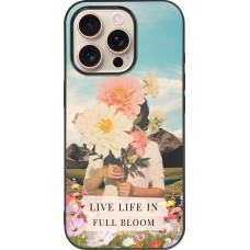 Coque iPhone 16 Pro - Silicone rigide noir Live life in full moon Spring 2026