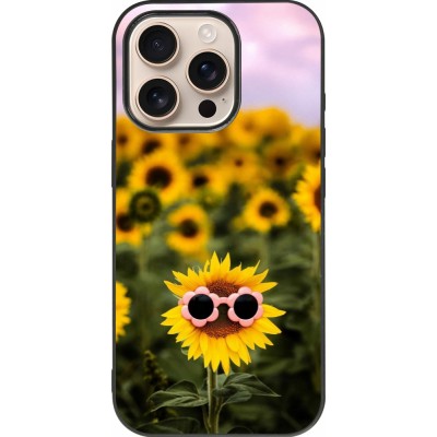 iPhone 16 Pro Case Hülle - Silikon schwarz Sunflower with glasses Spring 2026