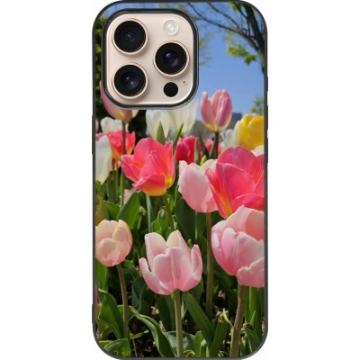 iPhone 16 Pro Case Hülle - Silikon schwarz Tulips Spring 2026