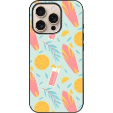 iPhone 16 Pro Case Hülle - Silikon schwarz Summer 2025 Pattern citron