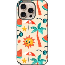 iPhone 16 Pro Case Hülle - Silikon schwarz Summer 2025 Pattern soleil