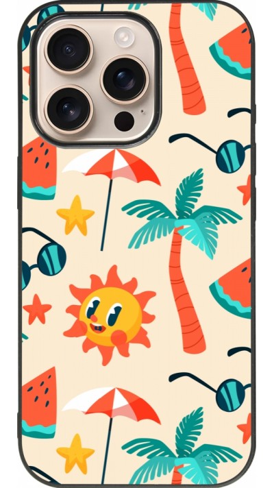 iPhone 16 Pro Case Hülle - Silikon schwarz Summer 2025 Pattern soleil