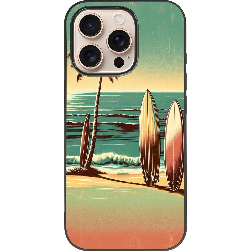 iPhone 16 Pro Case Hülle - Silikon schwarz Surf Paradise