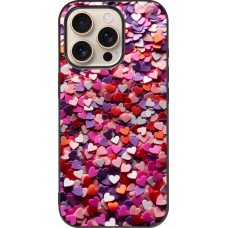 Coque iPhone 16 Pro - Silicone rigide noir Valentine 2025 Confetti