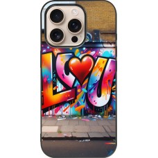 iPhone 16 Pro Case Hülle - Silikon schwarz Valentin 2025 Liebe U Tag