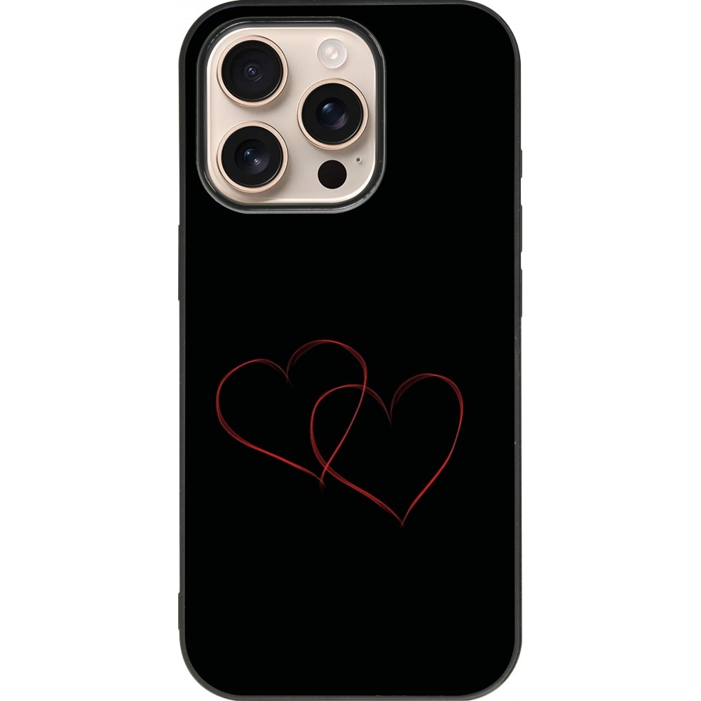 iPhone 16 Pro Case Hülle - Silikon schwarz Valentine 2023 attached heart