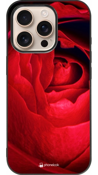 iPhone 16 Pro Case Hülle - Silikon schwarz Valentine 2022 Rose