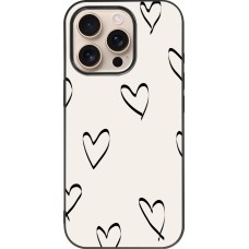 iPhone 16 Pro Case Hülle - Silikon schwarz Valentine 2023 minimalist hearts