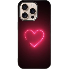 iPhone 16 Pro Case Hülle - Silikon schwarz Valentine 2023 single neon heart