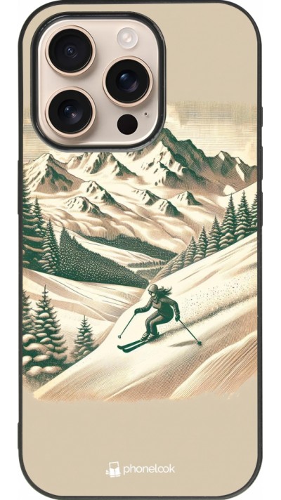 iPhone 16 Pro Case Hülle - Silikon schwarz Vintage Skiberg