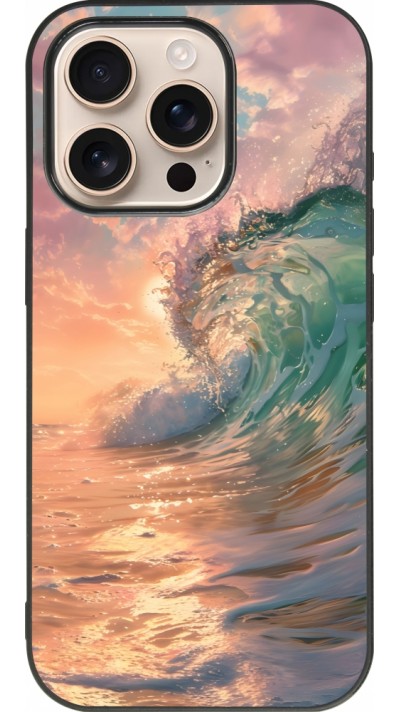 iPhone 16 Pro Case Hülle - Silikon schwarz Wave Sunset