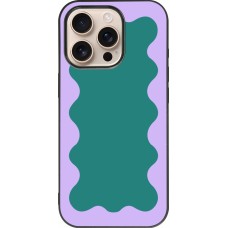 iPhone 16 Pro Case Hülle - Silikon schwarz Wavy Rectangle Green Purple