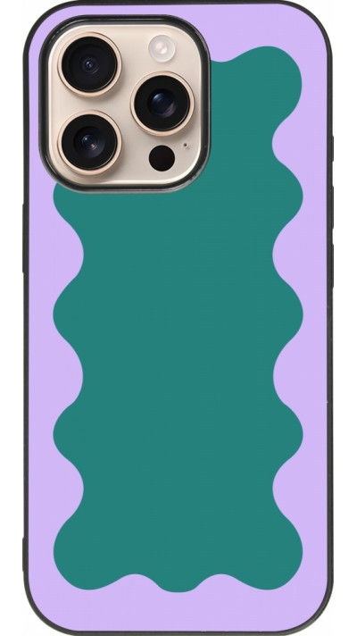 iPhone 16 Pro Case Hülle - Silikon schwarz Wavy Rectangle Green Purple