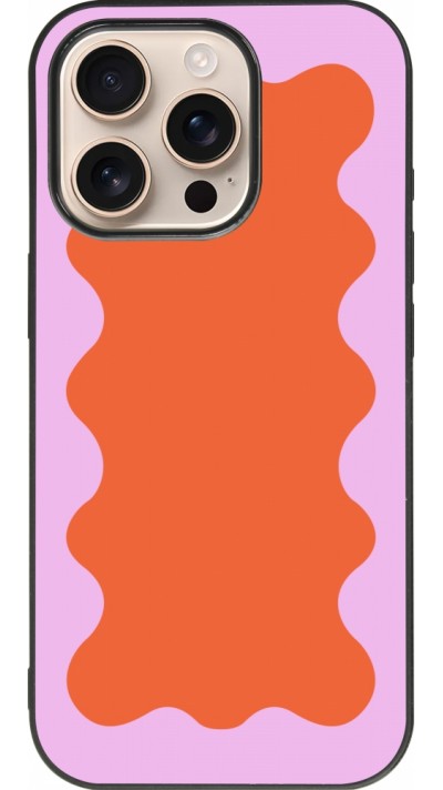 iPhone 16 Pro Case Hülle - Silikon schwarz Wavy Rectangle Orange Pink