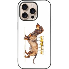 iPhone 16 Pro Case Hülle - Silikon schwarz Wine Teckel