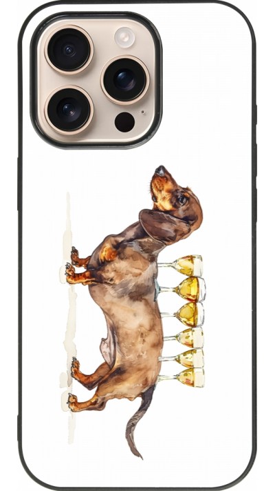 iPhone 16 Pro Case Hülle - Silikon schwarz Wine Teckel