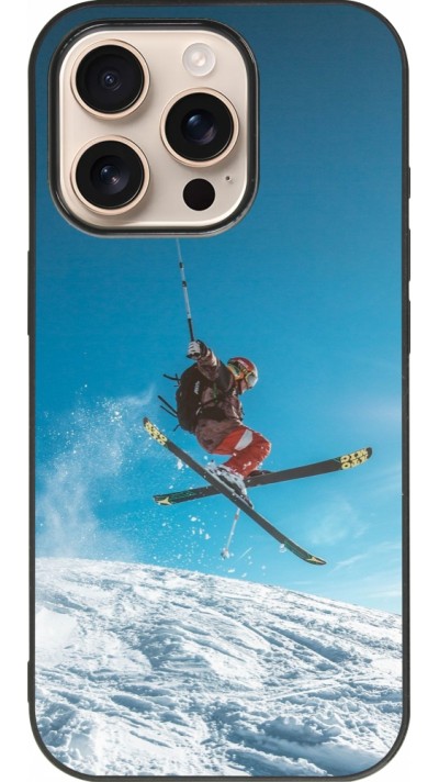 iPhone 16 Pro Case Hülle - Silikon schwarz Winter 22 Ski Jump