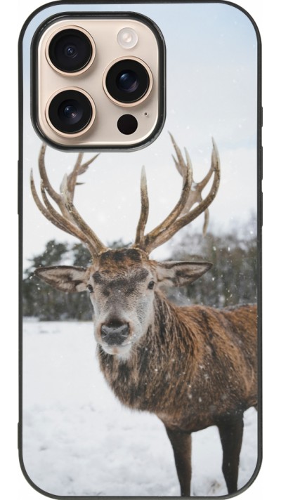 iPhone 16 Pro Case Hülle - Silikon schwarz Winter 25 Winter reindeer