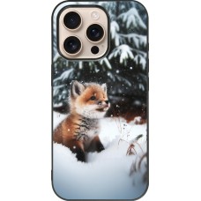 iPhone 16 Pro Case Hülle - Silikon schwarz Weihnachten 2023 Fuechslein Tanne