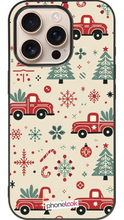 iPhone 16 Pro Case Hülle - Silikon schwarz Weihnachten 2024 Lkw Tanne