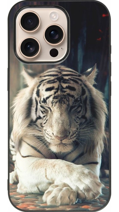 iPhone 16 Pro Case Hülle - Silikon schwarz Zen Tiger