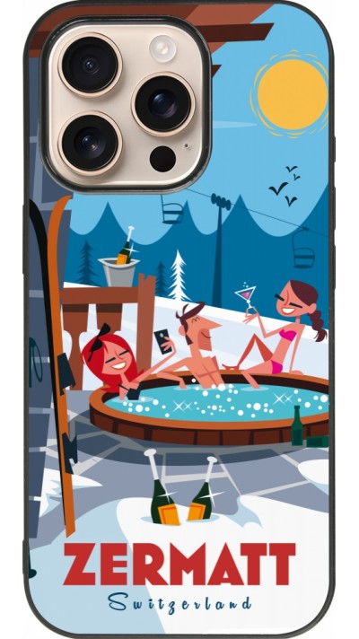 iPhone 16 Pro Case Hülle - Silikon schwarz Zermatt Mountain Jacuzzi