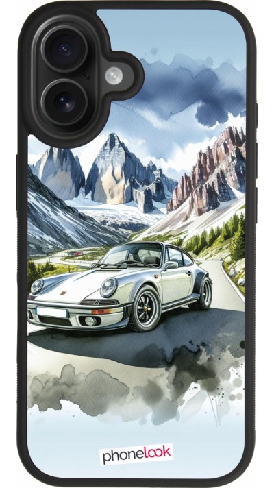 iPhone 17 Case Hülle - Silikon schwarz Porsche 911 Berg Aquarell