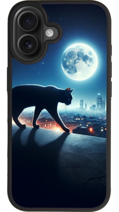 iPhone 17 Case Hülle - Silikon schwarz Schwarze Katze unter dem Vollmond
