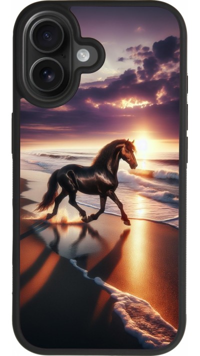 iPhone 17 Case Hülle - Silikon schwarz Pferd majestätisch Strand