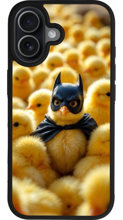 Coque iPhone 17 - Silicone rigide noir Easter 2026 Chicken Batman