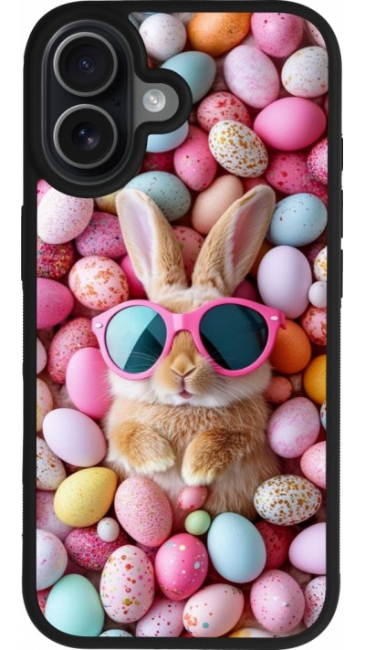 Coque iPhone 17 - Silicone rigide noir Easter 2026 Rabbit fun