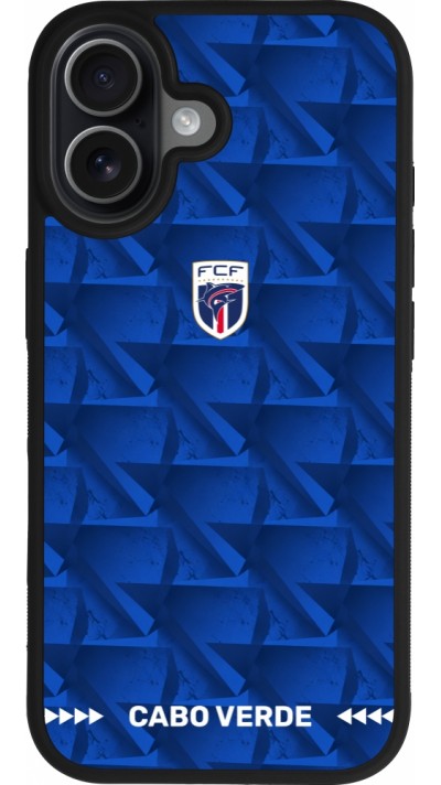 Coque iPhone 17 - Silicone rigide noir Maillot de football Cap-Vert 2026 personnalisable
