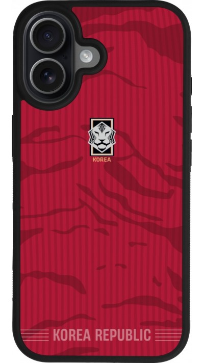 Coque iPhone 17 - Silicone rigide noir Maillot de football Corée du Sud 2026 personnalisable