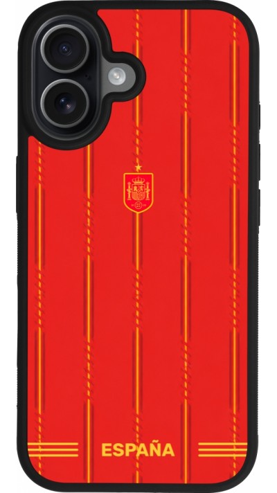 Coque iPhone 17 - Silicone rigide noir Maillot de football Espagne 2026 personnalisable