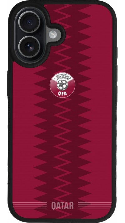 Coque iPhone 17 - Silicone rigide noir Maillot de football Qatar 2026 personnalisable