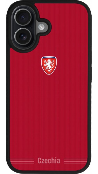 Coque iPhone 17 - Silicone rigide noir Maillot de football Répuplique Tchèque 2026 personnalisable