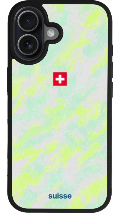 Coque iPhone 17 - Silicone rigide noir Maillot de football Suisse Away 2026 personnalisable
