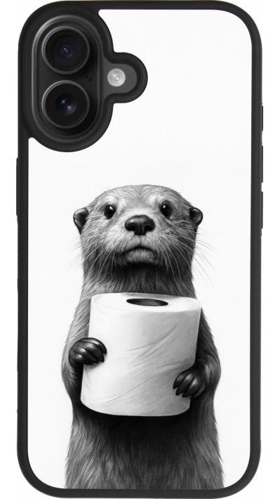 iPhone 17 Case Hülle - Silikon schwarz Otter Toilettenpapier