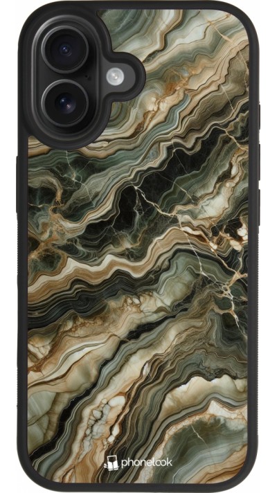 iPhone 17 Case Hülle - Silikon schwarz Oliv Marmor