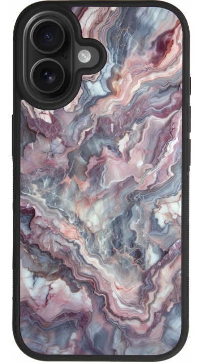 iPhone 17 Case Hülle - Silikon schwarz Violetter silberner Marmor