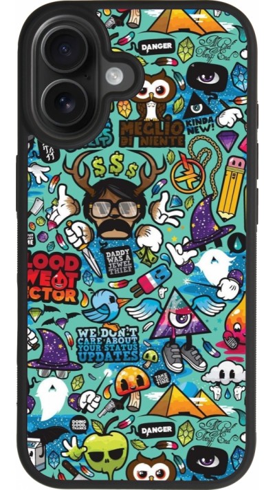 iPhone 17 Case Hülle - Silikon schwarz Mixed Cartoons Turquoise
